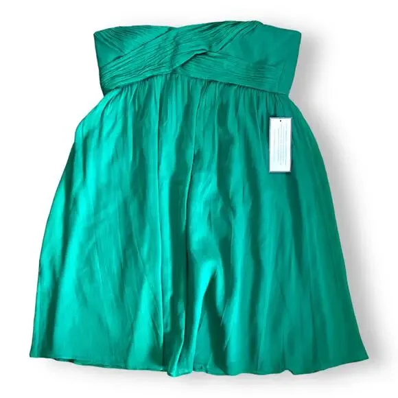 J. Crew Womens Dress 16 Green Strapless Silk Cocktail Prom Homecoming  Taryn NEW